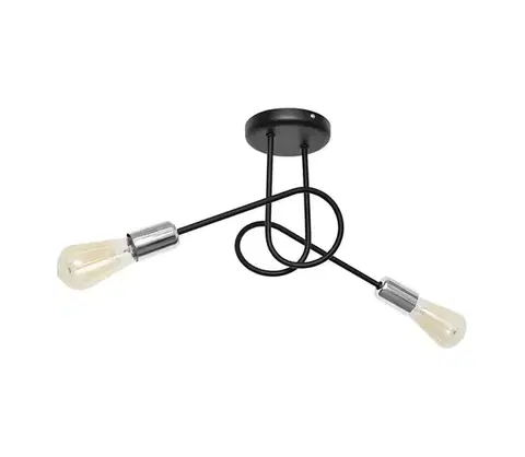 Svietidlá  Luster prisadený OXFORD 2xE27/15W/230V W-2016/2 BK+CH/H