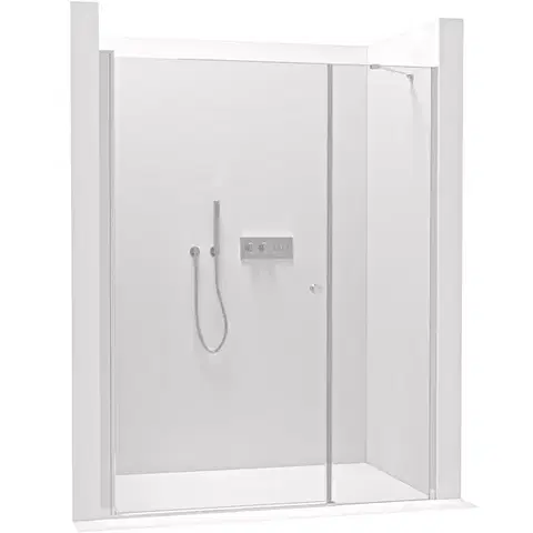 Sprchovacie kúty CERANO - Sprchové krídlové dvere Antelo s pevnou časťou L/P - 6 mm - chróm, transparentné sklo - 140(100+40)x190 CER-435881