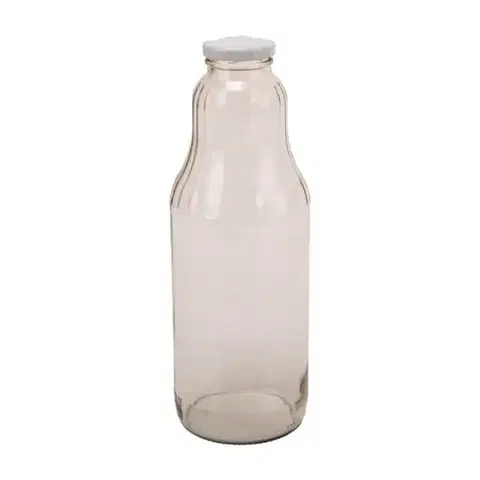 Zaváracie hrnce Kinekus Fľaša na mlieko/sirup sklo 1000ml biele viečko, balenie 8ks