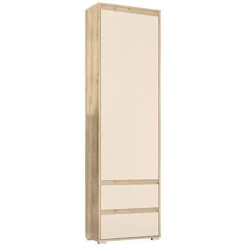 Šatníkové skrine NABBI Thebes PB-1D2DRWS jednodverová predsieňová skriňa dub artisan / champagne