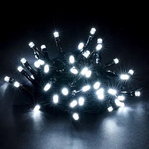 Vianočné dekorácie Vianočné svetelná reťaz, studená biela, 48 LED, 3 m