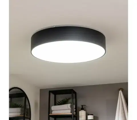 Svietidlá BRILAGI - Kúpeľňové stropné svietidlo POOL 5xE27/15W/230V priemer 60 cm IP54 čierna FG-R600-E27-BLK