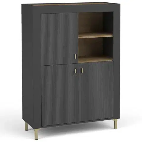Komody do spálne Komoda Mossa M05 3D dub whisky/čierna mat