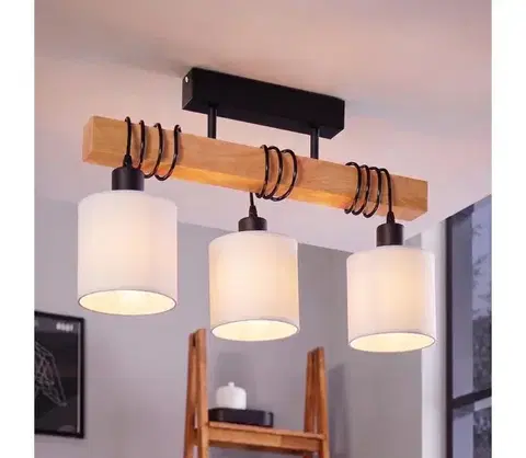 Svietidlá BRILAGI - Prisadený luster NUBILA 3xE27/60W/230V borovica/biela 1xEG44074+3xBG1586