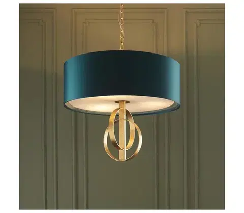 Svietidlá Endon 95220 - Luster na reťazi 3xE27/10W/230V Ø 60 cm modrá/mosadz 95220