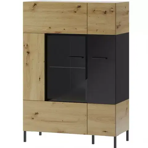 Vitríny a regály do obývačky Vitrína 2D Lucas 15 dub artisan/čierna mat