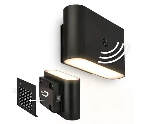 Svietidlá Briloner 3878015 - LED nabíjateľné nástenné svietidlo so senzorom CHAT LED/3W/5V 2000 mAh čierna 3878015
