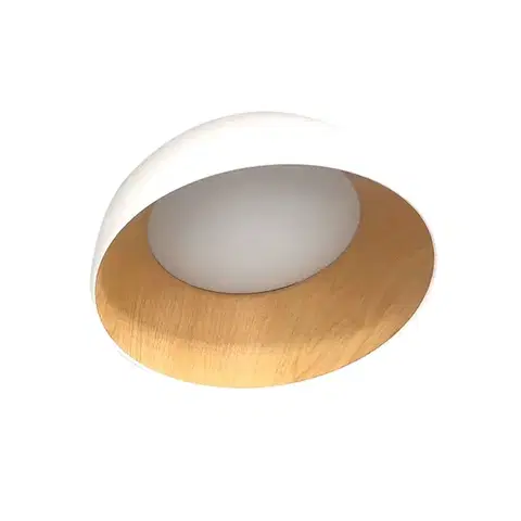 Stropná svetla Stropná lampa Trento, biela, drevená, 18W, LED, 35cm, biele tienidlo