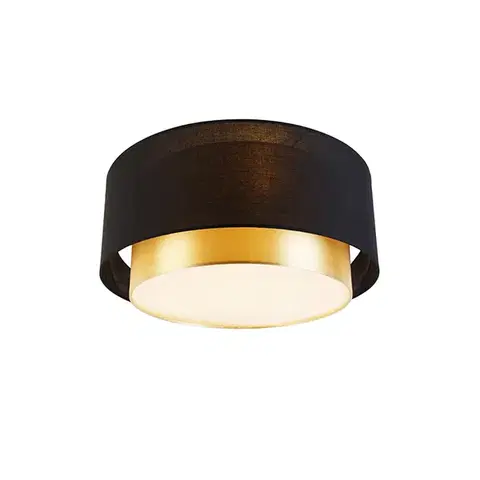 Stropné osvetlenie Moderné stropné svietidlo čierne so zlatom 50 cm 3-svetlo - Drum Duo
