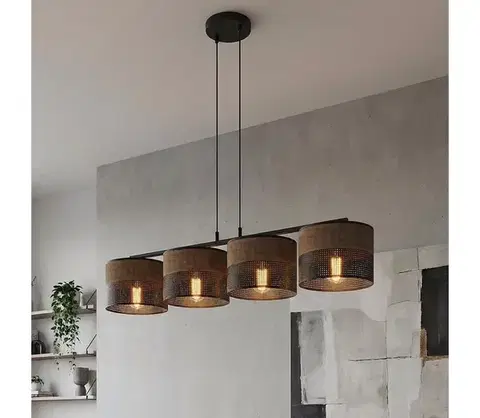 Svietidlá EMIBIG Závesný luster na lanku KARBON 4xE27/15W/230V čierna/hnedá 1653/4