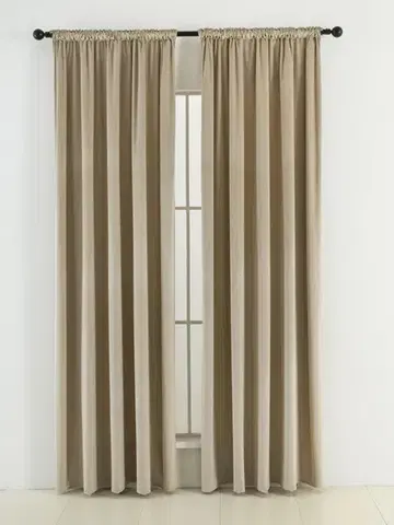 Závesy MKLozkoviny.sk Zamatové zatemňovacie závesy Cesar prírodné - 140 x 160 cm (2ks) - riasiaca stuha