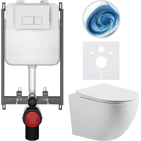Záchody CERANO - Kompletný WC set Basic/Cesso - biela matná - WC tlačidlo Modulo/Biela - na zamurovanie - 49x36 CER-8050BD86181
