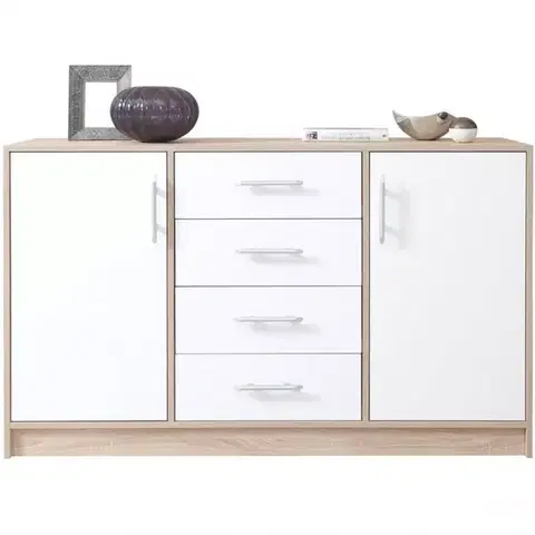 Komody so zásuvkami a dvierkami Komoda Smart SRK1 dub sonoma / biely