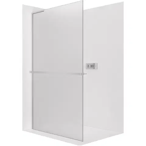 Sprchové dvere CERANO - Sprchová zástena Walk-in Onyx L-ľavá vzpera + polička/držiak na uteráky - 8 mm - chróm, mliečne sklo - 30x200 CER-8050BD80060