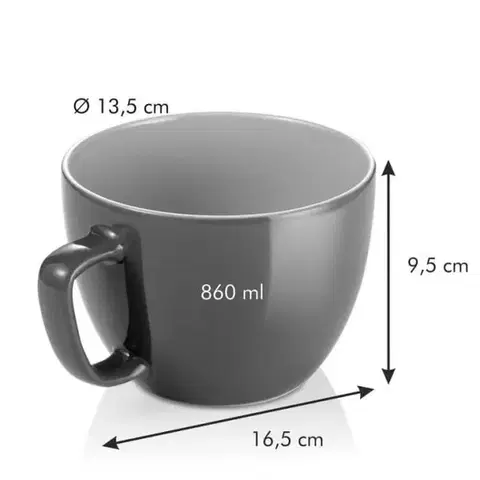 Hrnčeky a šálky Kinekus Hrnček extra veľký CREMA SHINE, šedý