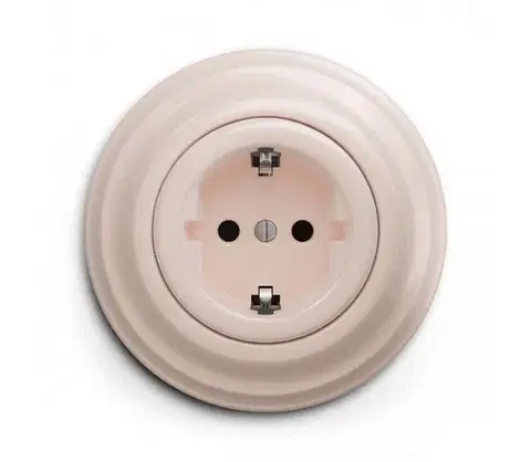 Predlžovacie káble lap - Retro domová zásuvka so rámčekom SCHUKO 230V/16A staroružová KA0119+KA0143