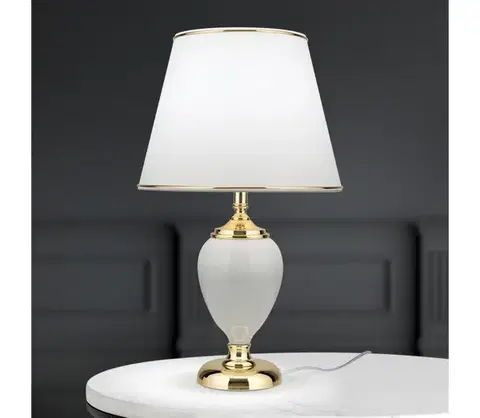 Lampy Orion LA 4-1229 - Stolná lampa OVUM 1xE27/40W/230V 48 cm keramika biela/zlatá LA 4-1229 gold
