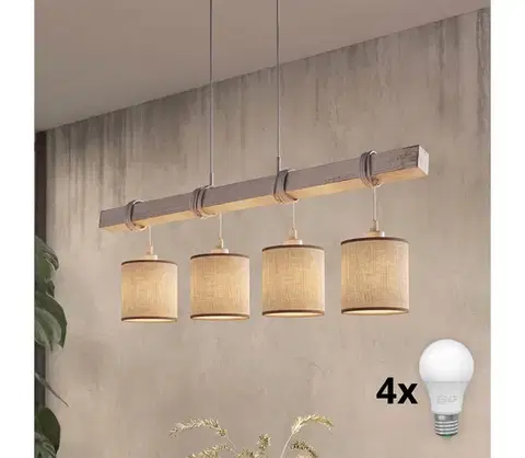 Svietidlá BRILAGI - LED luster na lanku NUBILA 4xE27/60W/230V šedá/hnedá 1xEG49927A+4xBG1583