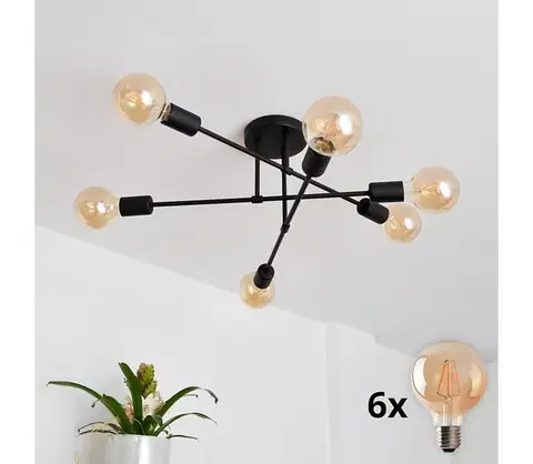 Svietidlá  LED Prisadený luster CAMBRIDGE 6xE27/8W/230V čierna W-2022/6 BK/H