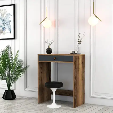Toaletné Toaletný stolík Lizbon - Walnut, Anthracite