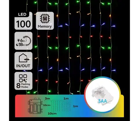 LED osvetlenie  B.V.  - LED Vonkajšia vianočná reťaz 100xLED/8 funkcií 3xAA 4x1m IP44 multicolor B10303K3K