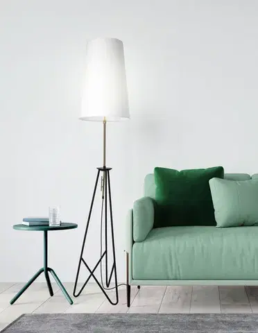 Stojacie lampy Stojaca lampa TAFLO čierno-zlatá 1xE27 tienidlo biele