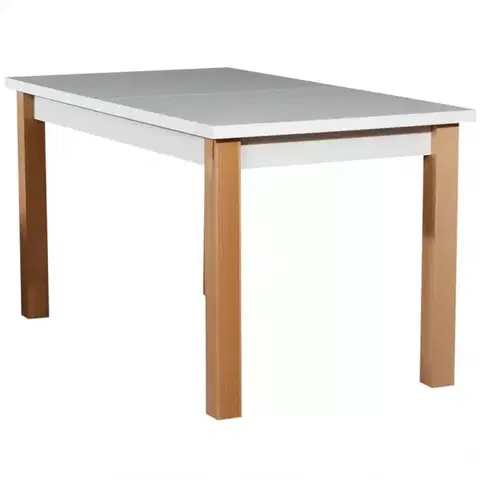Jedálenské stoly Rozkladací stôl  ST28 140/180x80cm biely/buk