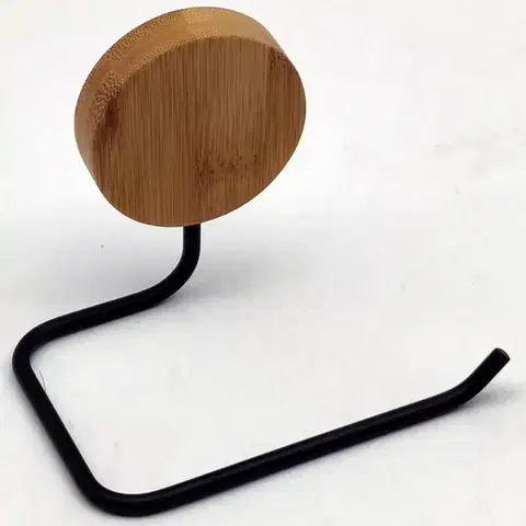 Kúpeľňové doplnky Držiak na toaletný papier, čierno-bambusový
