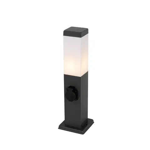 Zahradne stlpove lampy Vonkajšia lampa tmavosivá 45 cm so zásuvkou IP44 - Malios