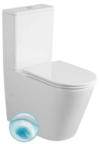 Záchody SAPHO - AVIS WC kombi, Vortex Rimless, spodný/zadný odpad, biela PC106V