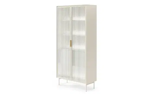 Nábytok ArtLas Vitrína NAIRE 2D2S s LED osvetlením | cashmere