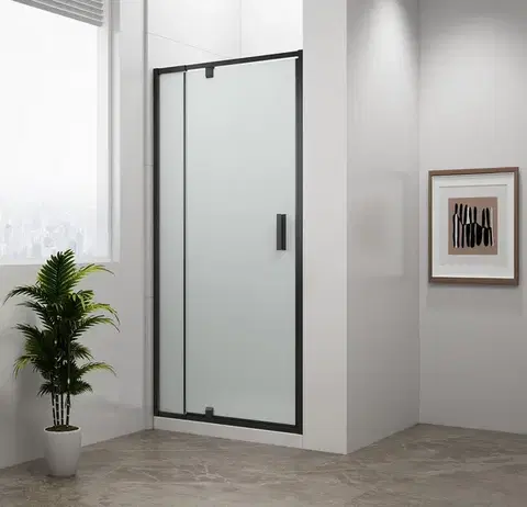 Sprchovacie kúty POLYSAN - EASY BLACK otočné sprchové dvere 880-1020, sklo BRICK EL1738B