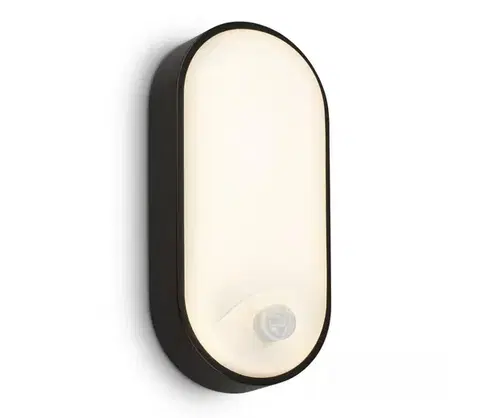 Záhradné lampy Brilo - LED vonkajšie nástenné svietidlo s pohybovým senzorom RUCH LED/12W/230V IP65 čierna 3830015