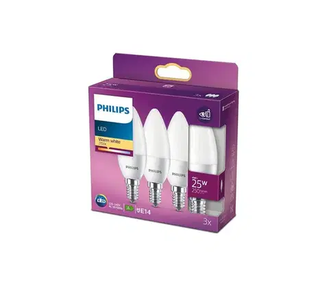 LED osvetlenie SADA 3x LED Žiarovka Philips B35 E14/4W/230V 2700K 8718699773014
