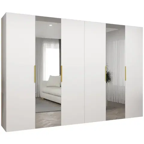 Šatníkové skrine Skriňa Marbella II 300 biela/zlatá