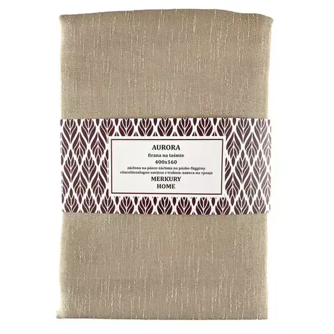 Záclony do obývačky Záclona na páske  AURORA polyester béžová 400x160 Merkury Home