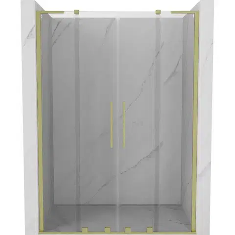Sprchovacie kúty MEXEN/S - Velar L Duo posuvné sprchové dvere 150, transparent, zlatá kartáčovaná 871-150-003-02-55