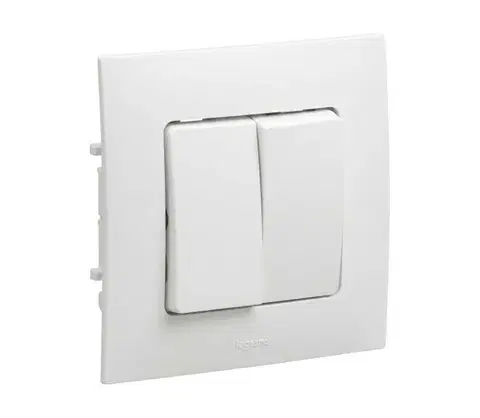 Predlžovacie káble Legrand - Dvojitý vypínač č. 5 s rámčekom NILOE biela LR0028+LR0023