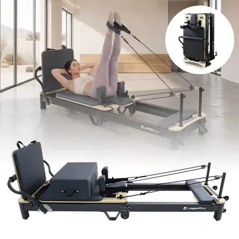Posilňovacie stroje Pilates reformer inSPORTline Comfolder EVO antracit