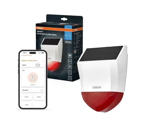 Svietidlá Osram - Vonkajší solárny alarm SMART+ 5V IP65 Wi-Fi 4058075856950