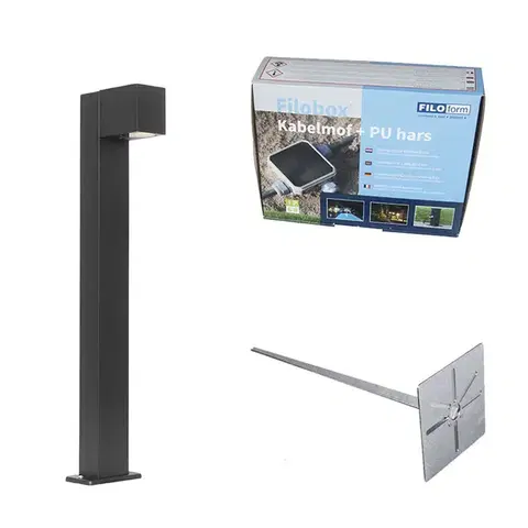 Zahradne stlpove lampy Priemyselné stojace vonkajšie svietidlo čierne 65 cm IP44 - Baleno