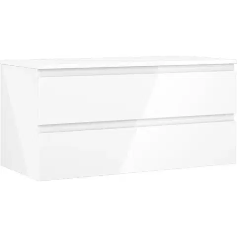 Kúpeľňový nábytok MEXEN/S - Orio kúpeľňová skrinka pod umývadlo 100 cm s doskou, 2 zásuvky, biela lesk 91A10-10047-2-BFFC00