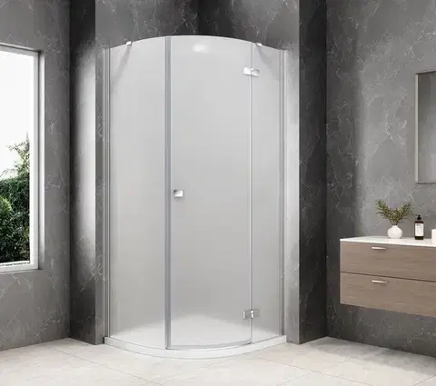 Sprchové dvere POLYSAN - GLOBE CHROME štvrťkruhová sprchová zástena 900x900, matné sklo, pravé GB2690MRC