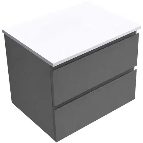 Kúpeľňový nábytok CERANO - Koupelnová skříňka Carole - antracitová + deska z lit. mramoru Elanys - 12 mm - bílá matná - 60x49,2x46  CER-266074