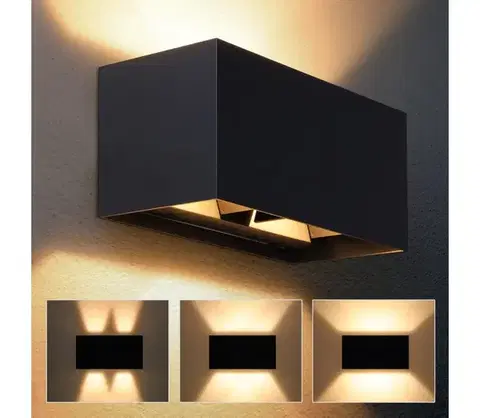 Svietidlá BRILAGI - LED Vonkajšie nástenné svietidlo DOUBLE CUBE LED/12W/230V čierna IP65 WO-HR60861-2-LED-OEM