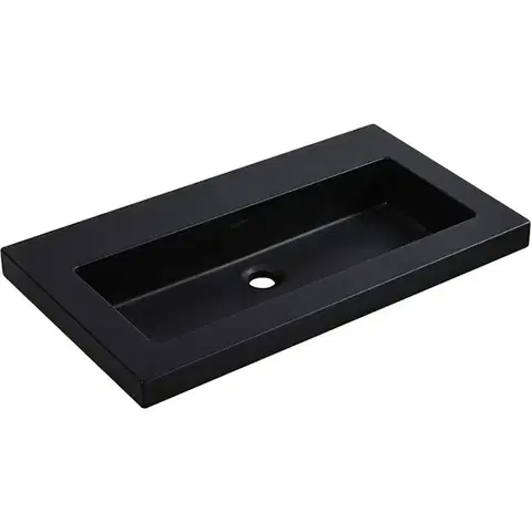 Umývadlá CERANO - Umývadlo z liateho mramoru Ovo - s prepadom - čierna matná - 70,5x46,5 CER-667826