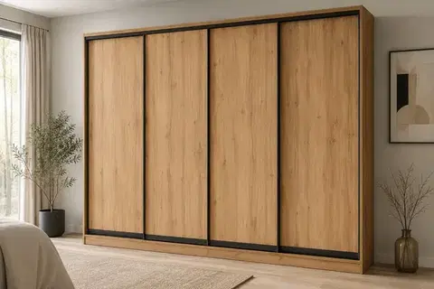 Šatníkové skrine PORTOS šatníková skriňa 4D, dub apalačský