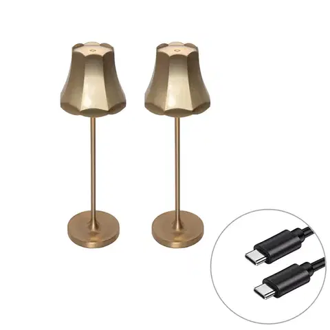 Lampy Sada 2 retro stolových lamp ružové zlato nabíjateľné IP44 - Granny