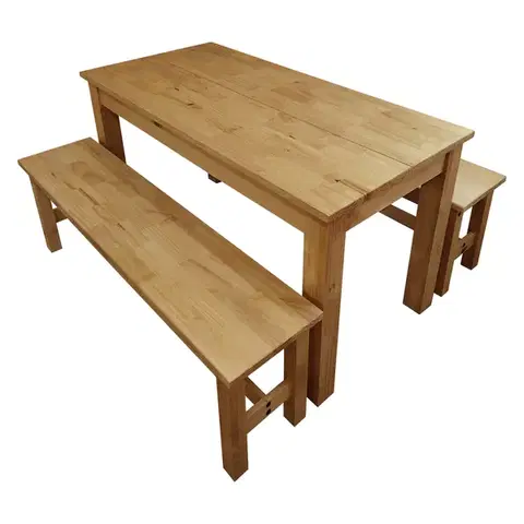 Jedálenské sety Stôl 140x70 + 2 lavice CORONA 2 vosk