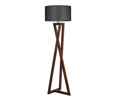 Lampy  Stojacia lampa MACKA 1xE27/60W/230V čierna/hnedá 534LUN2155